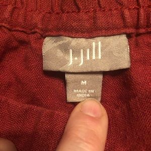 J. Jill M red linen pull-on pants slender leg